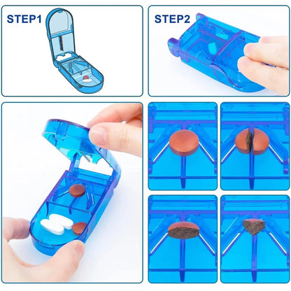 New Pill Cutter, Professional Pill Splitter for Cutting Small Pills or Large Pills in Half, Doubles as a Pill Box for Tiny Pills